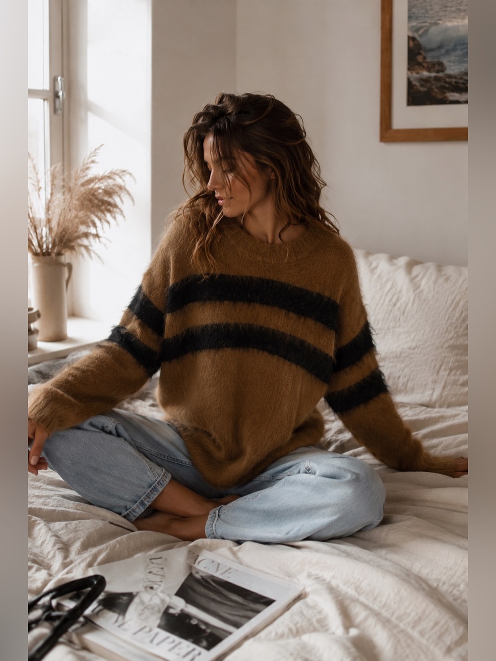 Acne Studios Saara Star Striped Fluffy Sweater